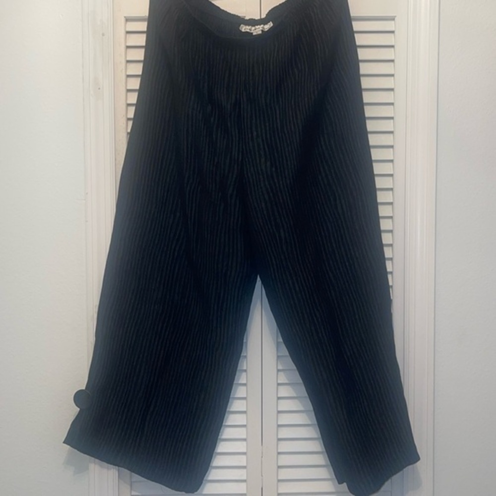 Caroline Rose pants silk linen blend striped wide leg